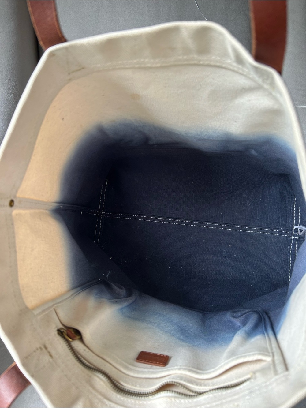 Madewell Canvas Transport Tote Ombre Dip Dye Blue Ivory - Picture 3 of 8